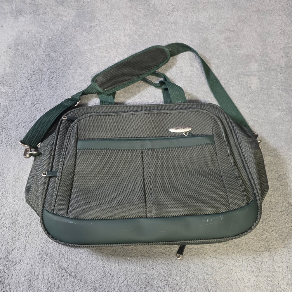 Samsonite Unisex L Briefcase Messenger Bag Green Ballistic Nylon Multi-Pocket